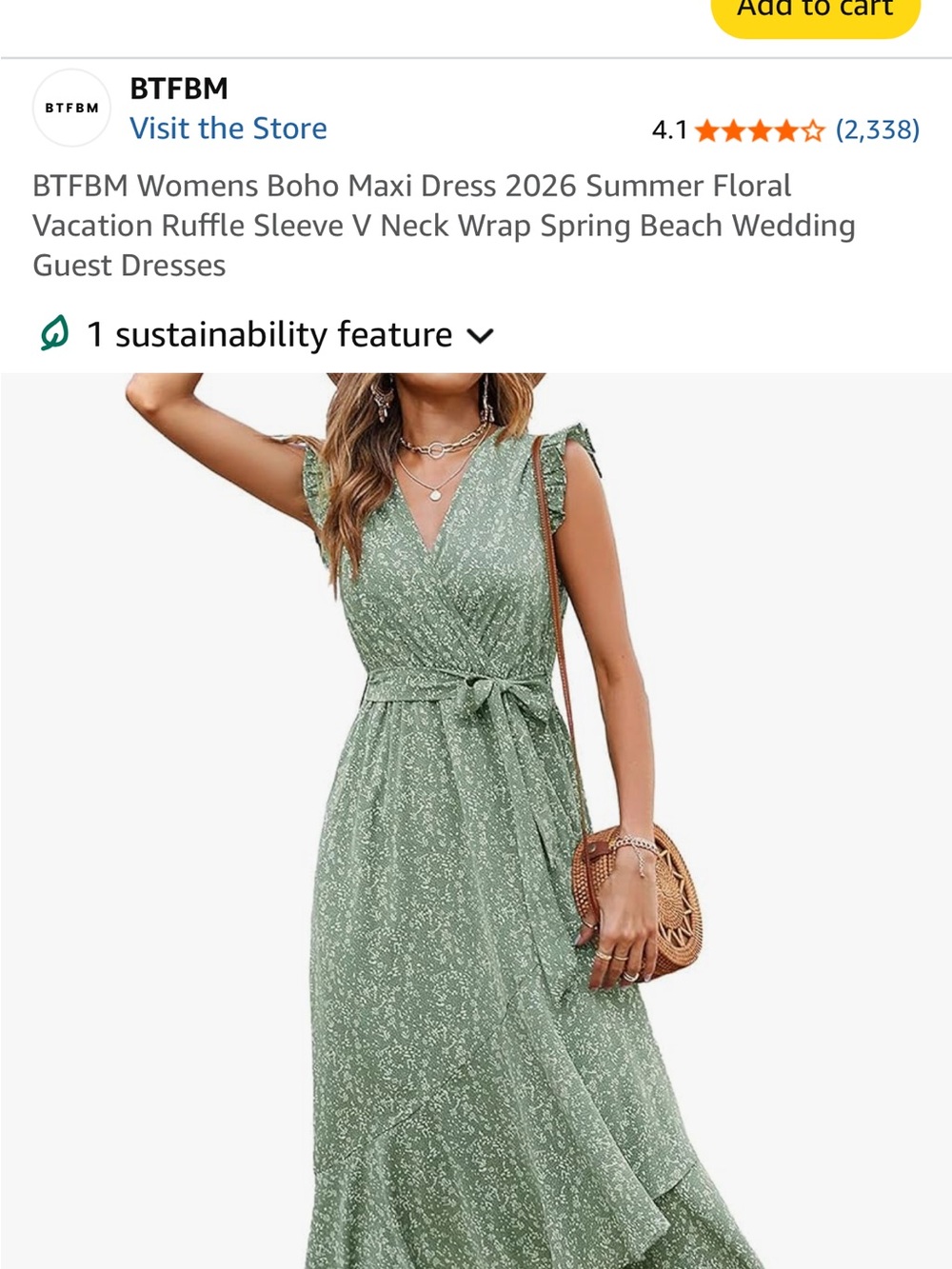 Women's Sage Green Boho Maxi Wrap Dress